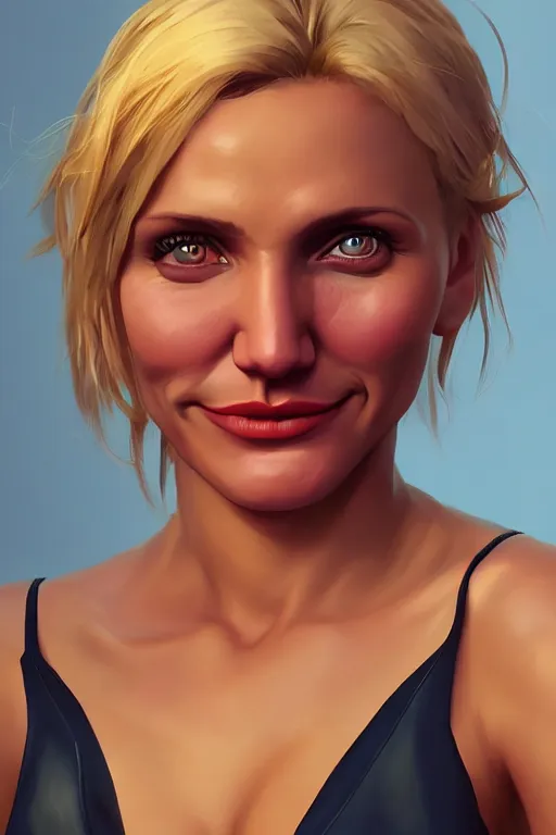 Image similar to super super super cute cameron diaz, Irakli Nadar, trending on artstation