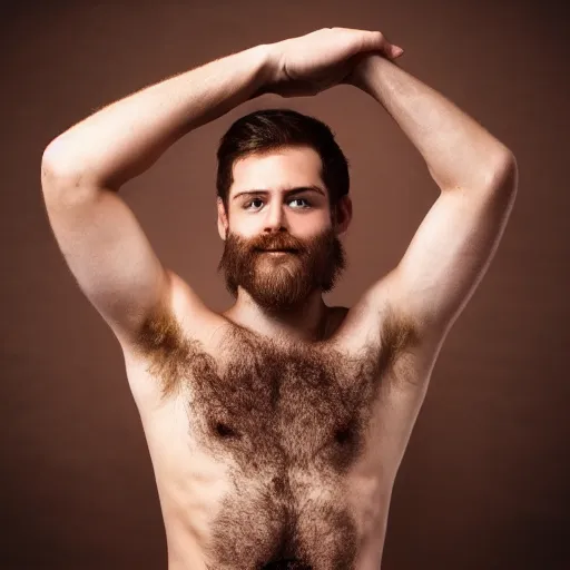 Image similar to high-resolution photograph of a lad showing off his hairy armpits