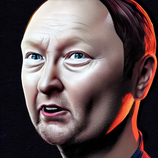 Prompt: photorealistic portrait of Limmy as a comic book villain,