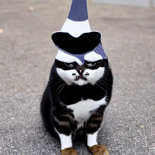 Prompt: a cat with a penguin hat
