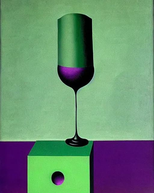 Image similar to purple green and black painting by magritte