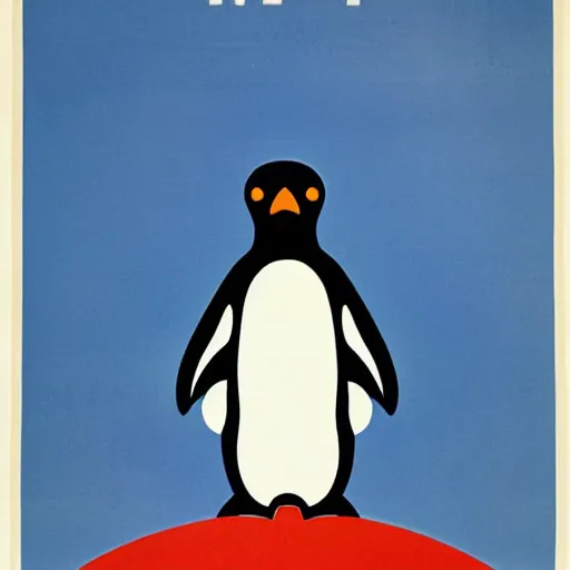 Prompt: a Soviet propaganda poster for Linux featuring a penguin