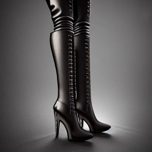 Prompt: knee high boots inspired by rats, design, sharp focus, very detailed, 4 k, octane render, photo taken by nikon