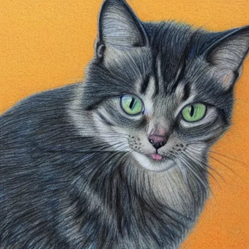 Image similar to cat, detailed colored pencil drawing