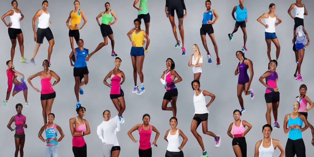 Image similar to Rough Sketch of Studio Photograph of starting line of many diverse marathon runners. multiple skintones. Frontal. Sports Advertising Campaign. Wide shot. Fashion Studio lighting. White background.