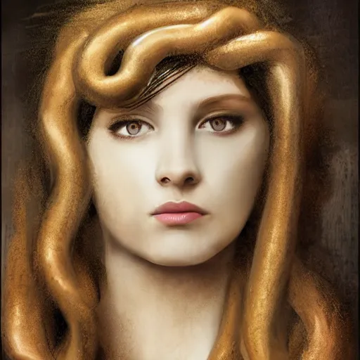 Image similar to portrait of medusa, beautiful girl, by Sam Yang