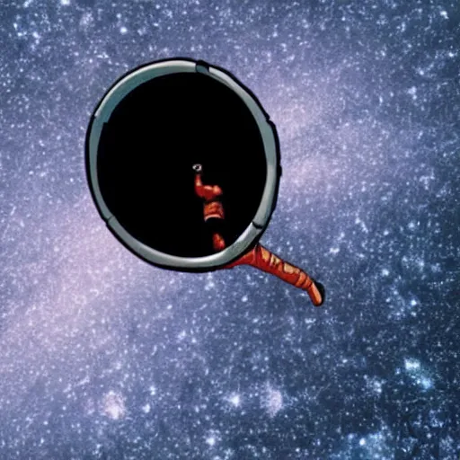 Image similar to astronaut falling into a interstellar black hole