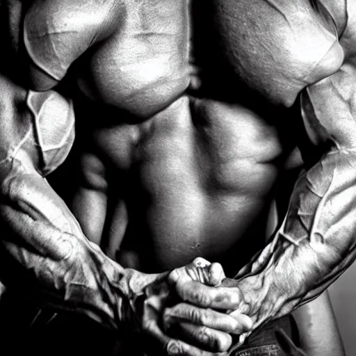 Image similar to a newborn baby with huge muscles bodybuilder, rippling muscles, huge veins, bulging muscles, ripped, flexing, intense expression, award winning photography, high detail