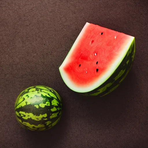 Image similar to a spooky photo of a watermelon with legs, professional photo, award winning, detailed, 8 k, watermelon