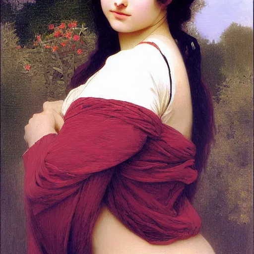 Image similar to 2 1 - year - old persian goth girl, drawn by william - adolphe bouguereau