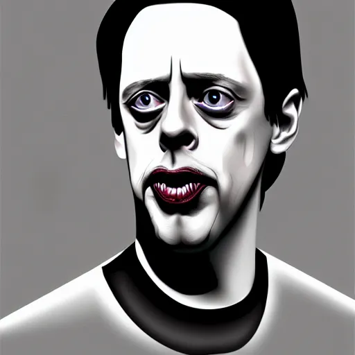 Prompt: photorealistic portrait of a young steve buscemi as the mothman, dark, horror movie poster, digital painting