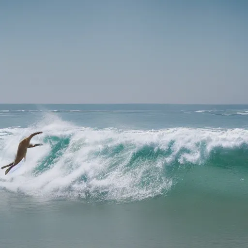 Image similar to a cream-colored dog hanging ten, surfing the cosmic, Leica, 4K