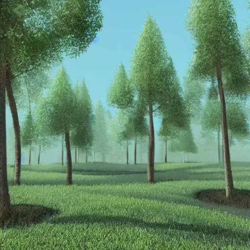 Prompt: a fluffy trees realistic landscape