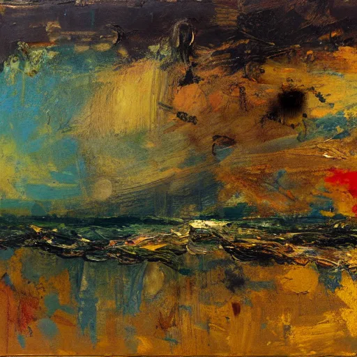 Prompt: oil paint impasto, beautiful under water scene, multi layered thick brush marks, some splattered paint, in the style frank auerbach and redon