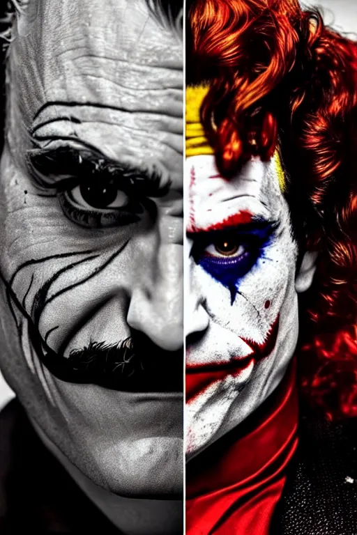 Image similar to joaquin phoenix joker with harley queen lady gaga, photorealistic, ultrarealistic, smooth, 4 k, aesthetic lighting, baroque object, sharp focus, hyperdetailed, professional photography, pullitzer winning, 8 0 0 photo by : canon eos 5 d mark iv, by karah mew and adnan abidi and jodie bateman and ansel adams