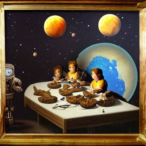 Image similar to mcdonalds on the moon by leonardo da vinci