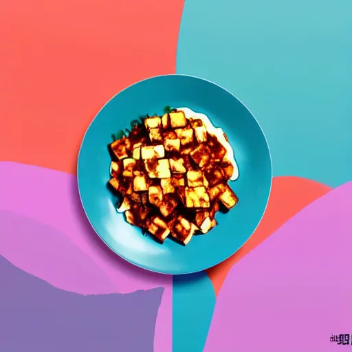 Prompt: mapo tofu, hyperpop aesthetics, hyperpop album concept art, cute!, minimalistic