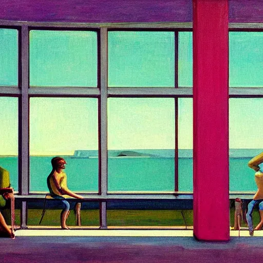 Prompt: Pink Floyd by Edward hopper