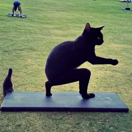 Image similar to a cat doing CrossFit