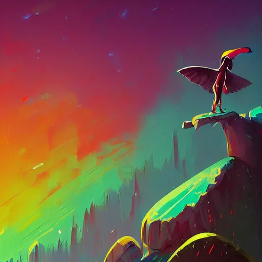 Image similar to anthropomorphic toucan warrior, high fantasy, magical, mythical, digital art, trending on artstation, by alena aenami, by petros afshar, by anton fadeev, by anato finnstark