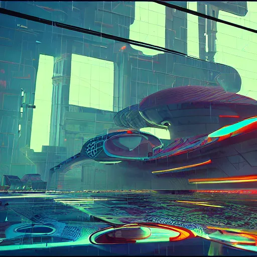 Prompt: abandoned neon spaceship as ingame shot of risk of rain 2, digital art, wet reflections, unreal engine 5, intricate details, fantasy, hyper realism, humongous view, rtx, smooth, cinematic