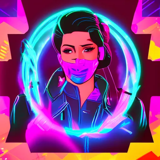 Prompt: Retrowave Sombra from Overwatch