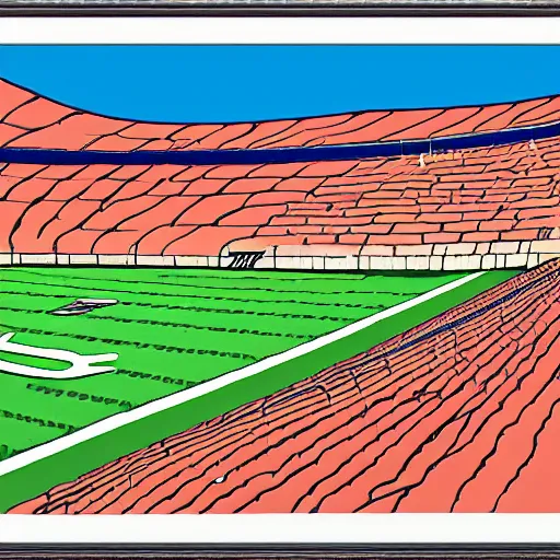 Prompt: Football stadium scene by Hergé