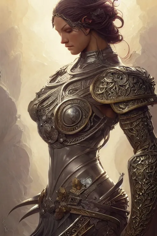 Image similar to Muscular and powerful medieval knight portrait, art nouveau, fantasy, intricate flower designs, elegant, highly detailed, sharp focus, art by Artgerm and Greg Rutkowski