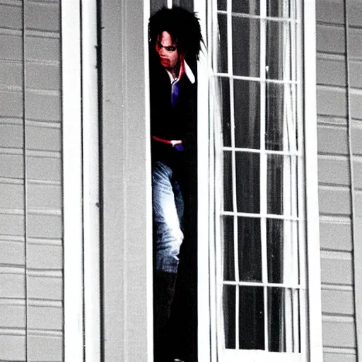 Prompt: michael jackson hanging out window