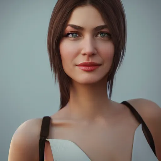 Prompt: the most beautiful woman in the world, in the style of julia razumova, beautiful, happy expression, cheery, unreal engine, octane rendering, 8 k