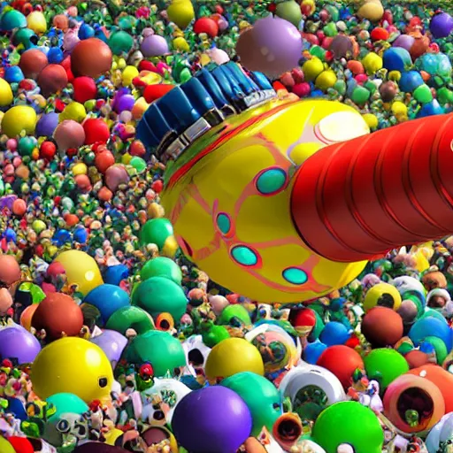 Image similar to photorealistic katamari damacy