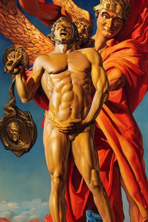 Prompt: emmanuel macron as the god of golden peace by thomas blackshear