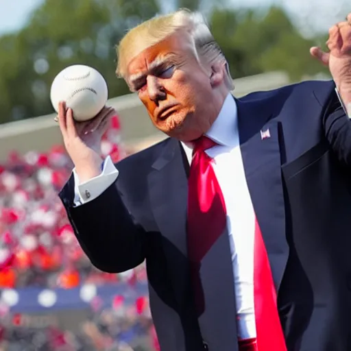 Prompt: donald trump throwing balls at cars