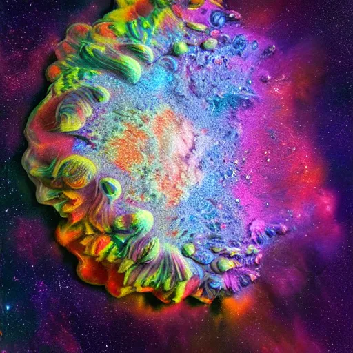 Prompt: extremely intricate ultradetailed colorful friends stone mandelbulb, floating in celestial nebulas, art by anish kapoor