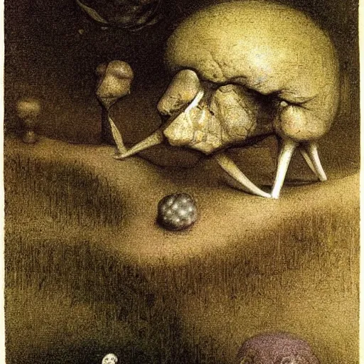 Image similar to in silvery webs, very detailed and colorful, by Odd Nerdrum, by Francisco Goya, by M.C. Escher, beautiful, eerie, surreal, psychedelic