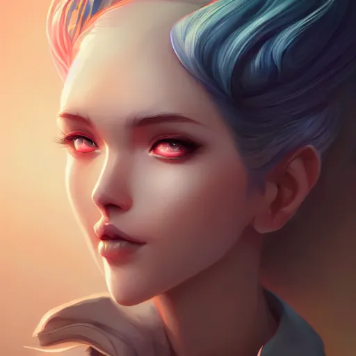 Image similar to a portrait of a beautiful model, art by lois van baarle and loish and ross tran and rossdraws and sam yang and samdoesarts and artgerm and saruei, digital art, highly detailed, intricate, sharp focus, Trending on Artstation HQ, deviantart, unreal engine 5, 4K UHD image