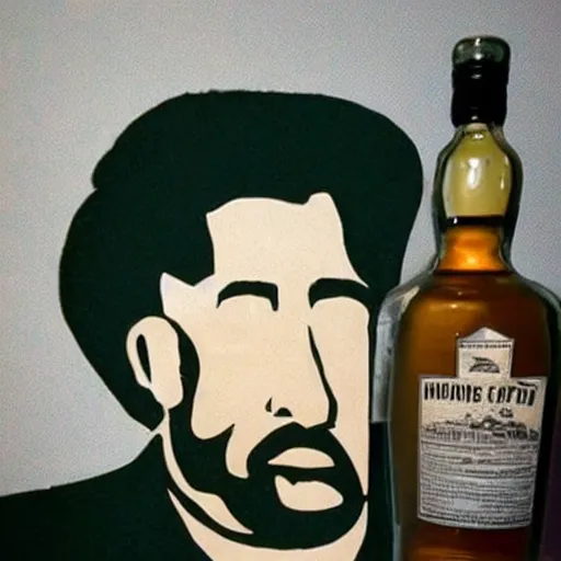 Prompt: a perfect photograph of captain haddock made from a bottle of whisky