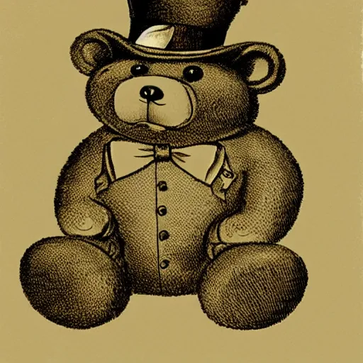 Image similar to a shaved bear, wearing a top hat