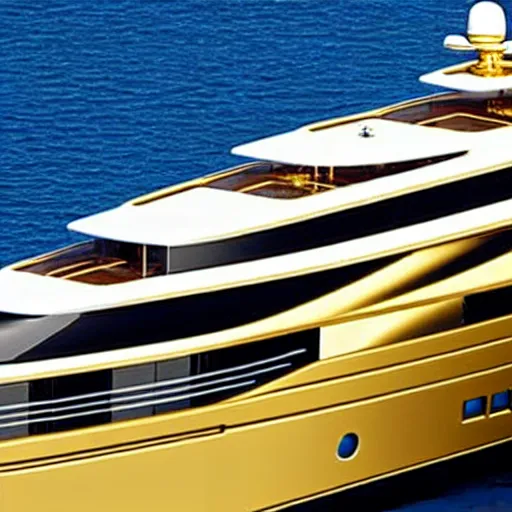 Image similar to wrinkled hunchbacked old butler polishing the side of a gold plated mega yacht