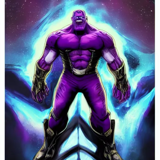 Prompt: thanos after chewing 5 gum