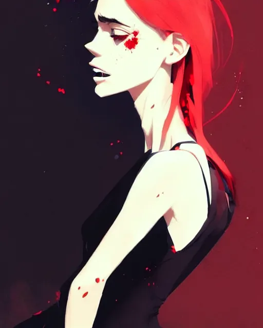 Image similar to a ultradetailed beautiful panting of a stylish woman wearing a black dress, by conrad roset, greg rutkowski and makoto shinkai, trending on artstation