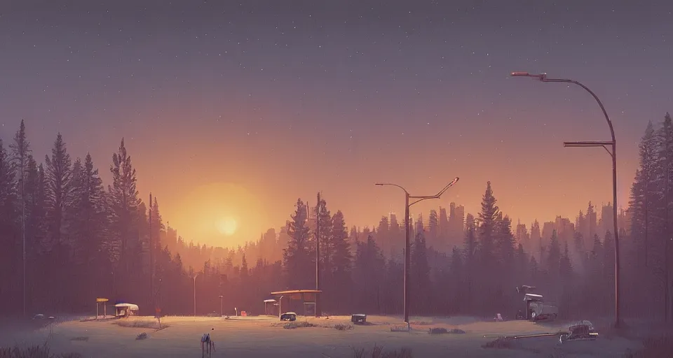 Image similar to A fantastic fores, by simon stalenhag