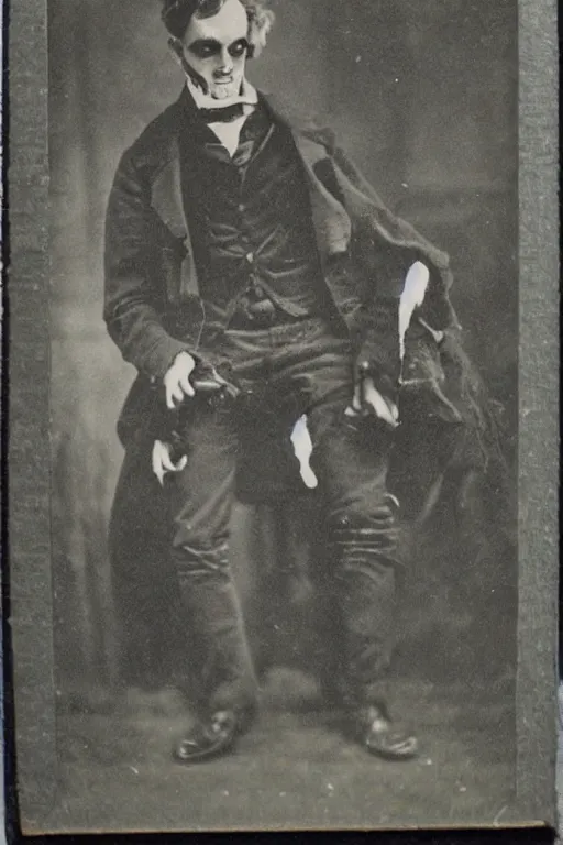 Image similar to cabinet card of creepy mutant monster victorian gentleman, scary, nightmare, horror