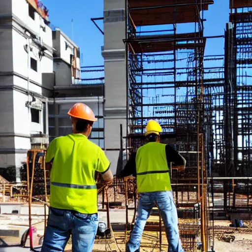 Image similar to construction workers working on a square portal