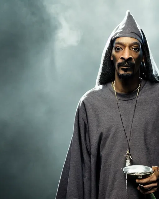 Image similar to Snoop Dogg in the role of Gandalf the Grey fight the Balrog, film still, amazing short, 8K, IMAX, ultra detailed, lord of the ring