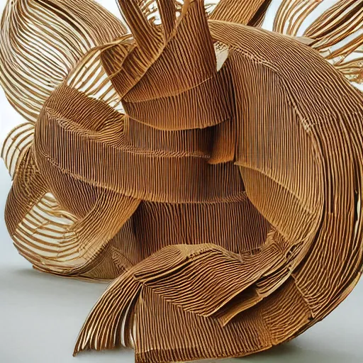 Image similar to tentacles made of brown corrugated cardboard, cut out of cardboard, realistic photography, fantasy