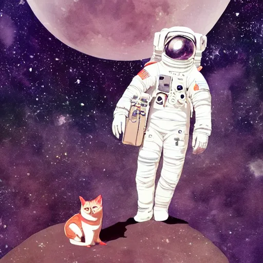 Prompt: astronaut, siamese cat on moon, vogue magazine, instagram fashion, elle magazine, ilya kuvshinov, john singer sargent, watercolor painting, shaft anime key visual, trending on artstation, solarpunk, intricate, abstract