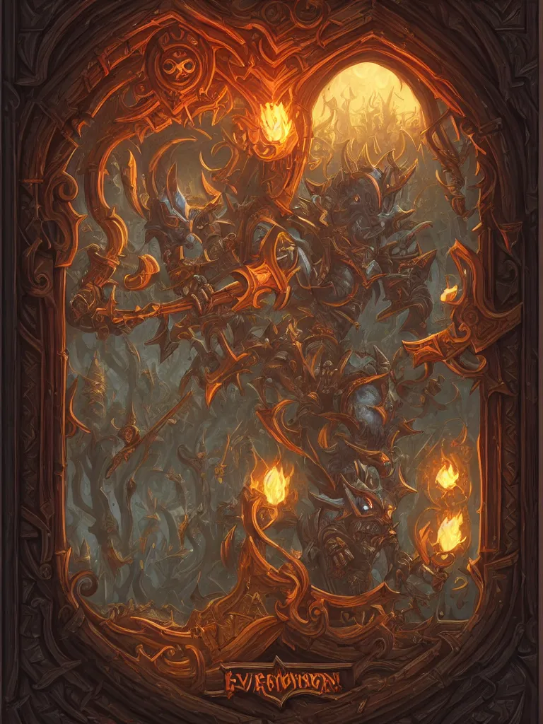 Image similar to evil book decorative border frame, d & d, fantasy, intricate, elegant, highly detailed, digital painting, artstation, illustration, hearthstone