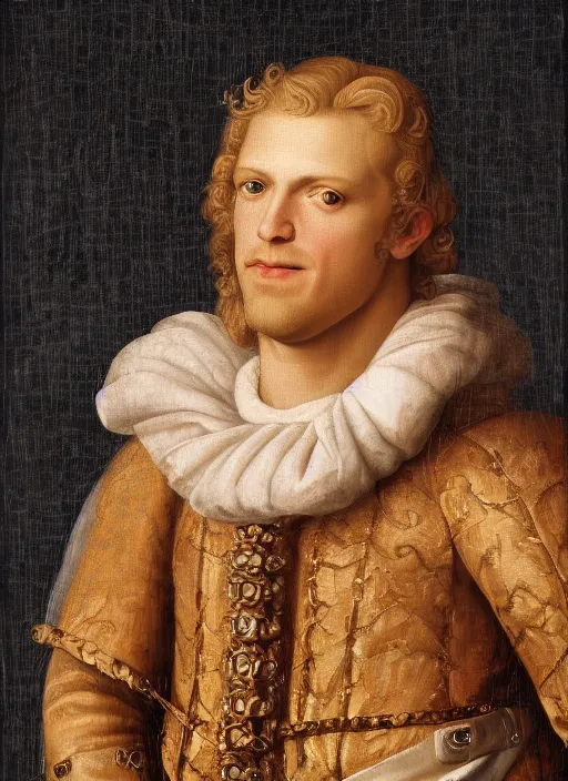 Image similar to portrait of a blond handsome man in renaissance style, High Res 8K,hyperdetailed