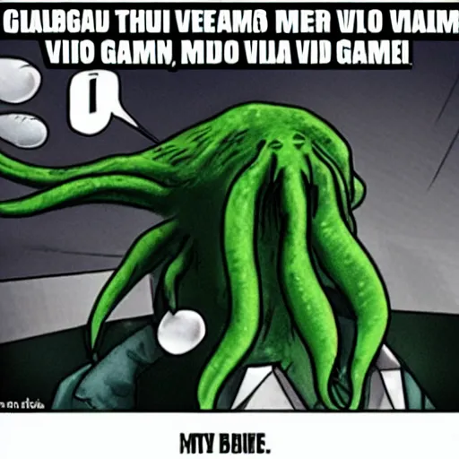 Image similar to Cthulhu getting mad while playing video games